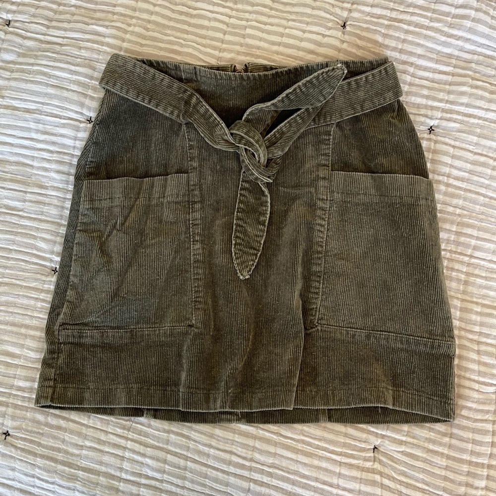 Army green corduroy skirt medium